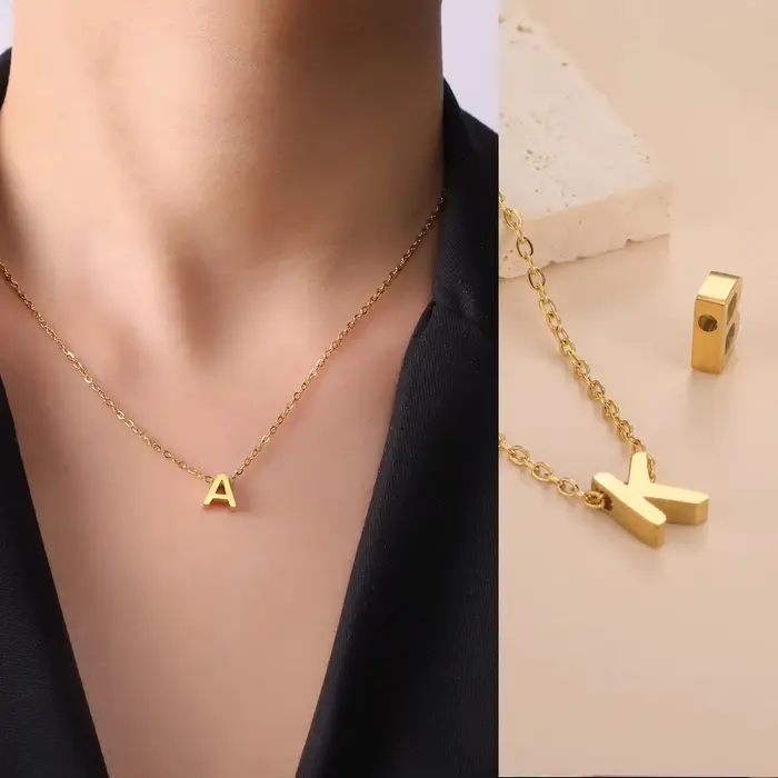 Collier avec nom initial A-Z 26 lettres