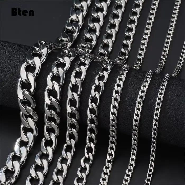 BTEN 1 pièce largeur 3mm/5mm/7mmCurb chaîne à maillons cubains collier pour hommes femmes basique Pu