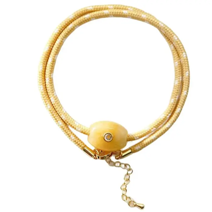Collier en corde tressée avec perles en pierre naturelle à grande ouverture