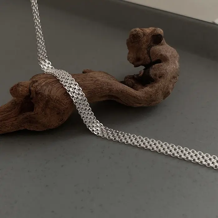 1 collier large en argent S925 simple et ajouré, chaîne de clavicule en maille, de haute qualité, ad