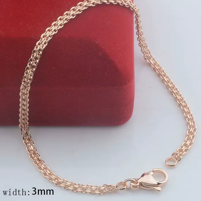 3mm 5mm de large hommes femmes 585 couleur or Rose tissage gourmette Bracelets chaînes bijoux