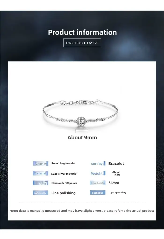 Bracelet ouvert moderne : argent S925 plaqué rhodium avec moissanite plein cercle 0