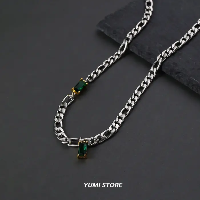 Collier Vintage en Zircon émeraude pour hommes et femmes