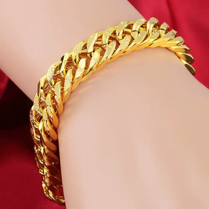 Bracelet coloré plaqué or argent 925, 12mm, chaîne pour hommes et femmes, bijoux africains en or