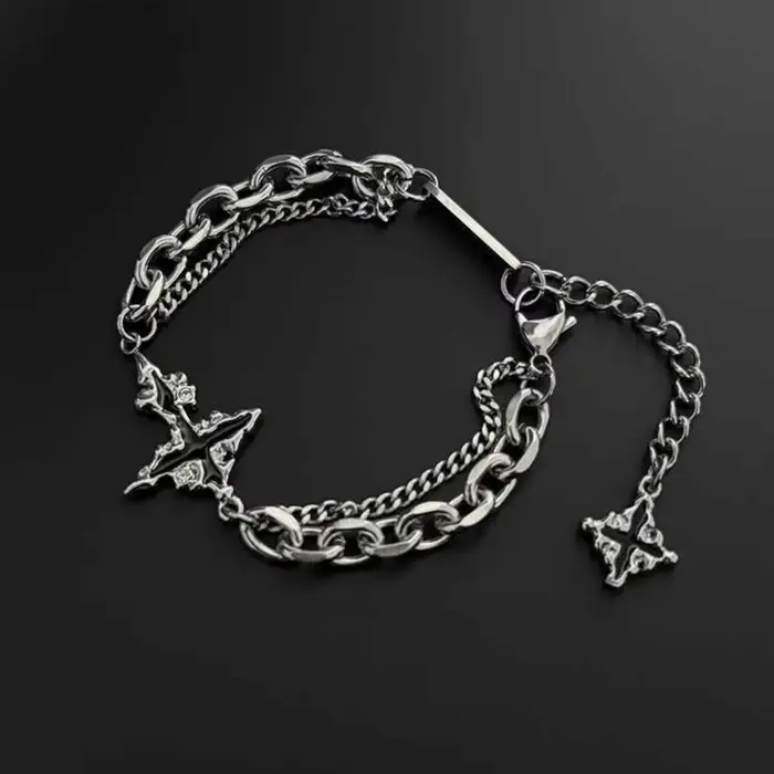 Bracelet croix foncée à la mode pour hommes