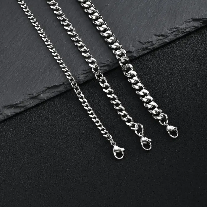 Collier chaîne gourmette classique pour hommes et femmes, chaînes cubaines en acier inoxydable de 3,