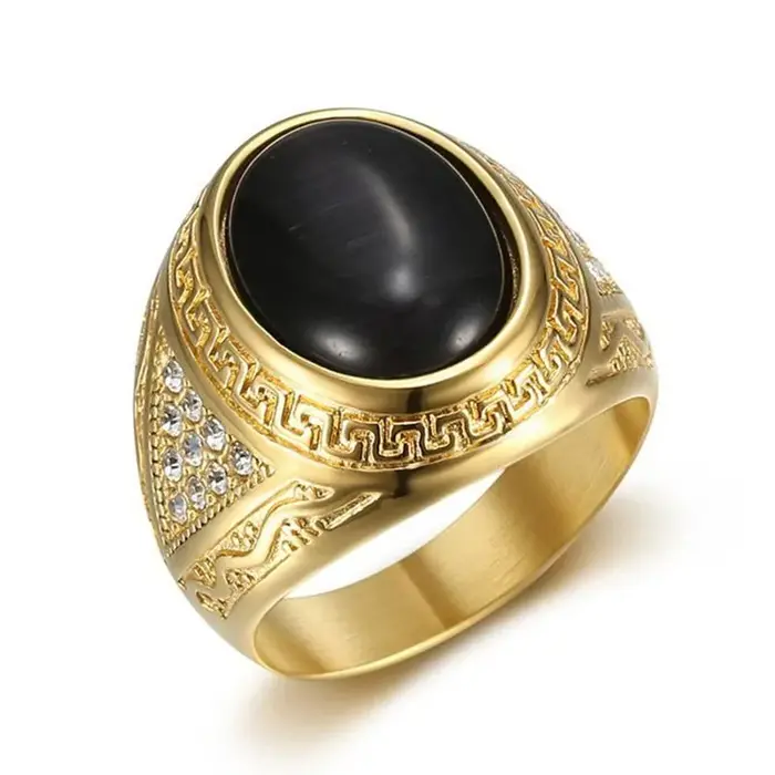 Alliance en titane sertie de jade vert et agate noire, bijou vintage pour homme, cadeau d'anniversaire, occasion spéciale