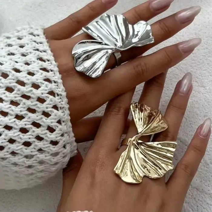 Bague feuille de Ginkgo pour femmes et hommes