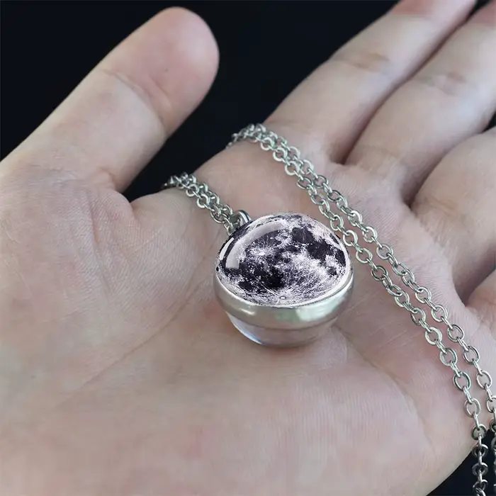 Système solaire planète collier lune terre Júpiter Neptune Mars Venus mercure boule de verre pendentif