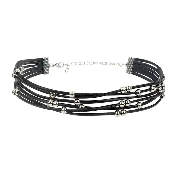 Collier ras du cou style bohémien, en cuir noir, avec perles, bijoux gothiques, cadeaux pour femmes