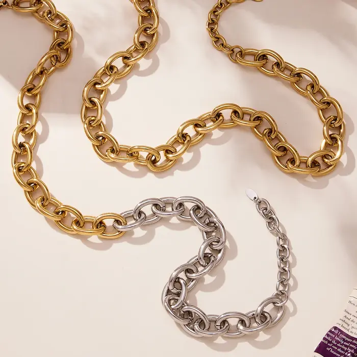 Bracelet plaqué or en acier inoxydable