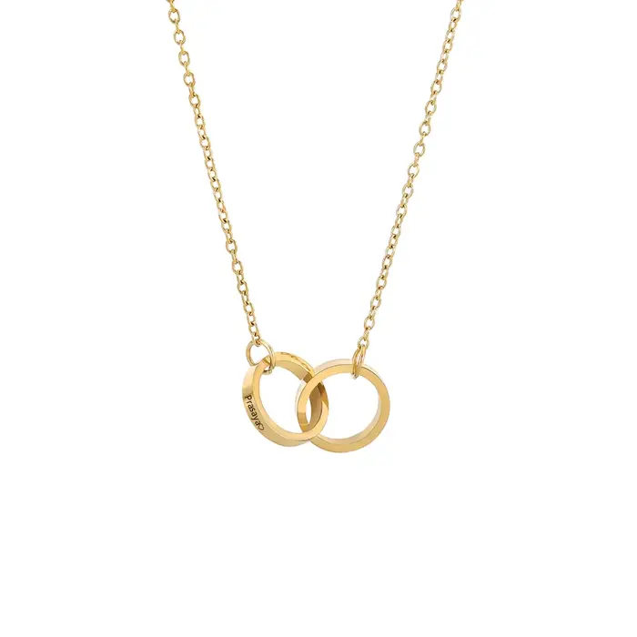 Collier classique en acier inoxydable pour femmes, double anneau creux sculpté, breloque à la mode, type chaîne d'amitié, bijoux cadeau