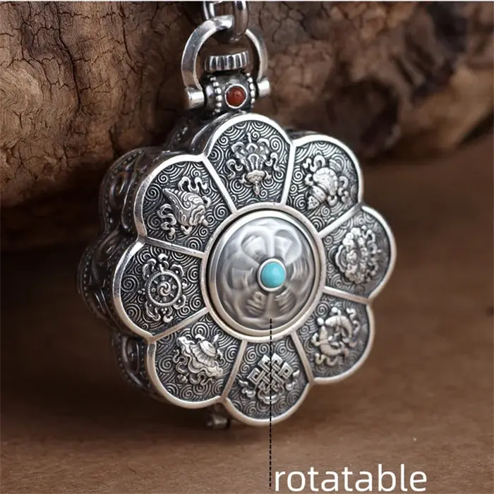 Collier mantra rotatif vintage pour hommes et femmes