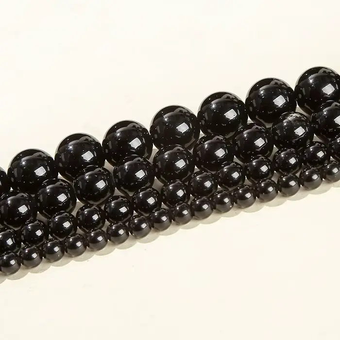 Perle d'obsidienne noire en pierre naturelle de 4 6 8 10mm