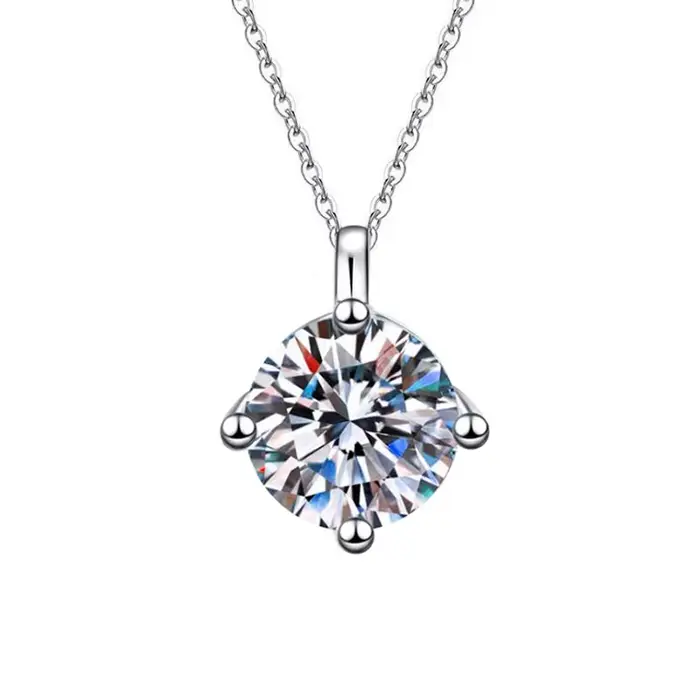 Colliers solitaires en moissanite GRA 1,0 carat D, plaqués or 18 carats, pendentif original en argent 925 véritable, bijoux pour femmes
