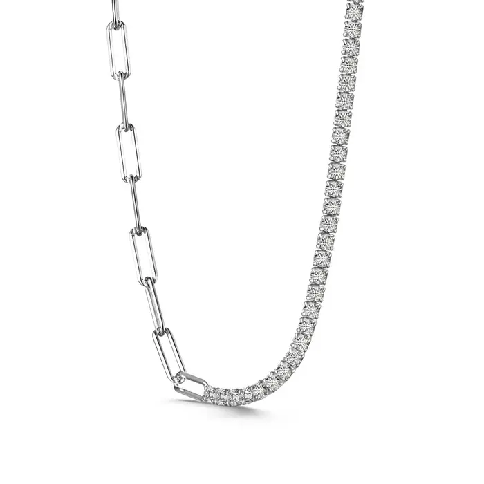 Collier chaîne tennis Vinregem avec saphir synthétique