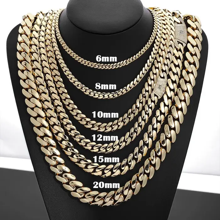 Collier en 14k plaqué or avec pierre principale personnalisable chaîne à maillons cubiques en laiton pour hommes occassions spéciales