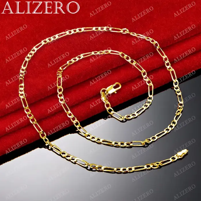 ALIZERO 18K or 4MM Figaro chaîne collier pour femmes hommes mode Hip Hop Punk colliers bijoux en gros 40-75 cm