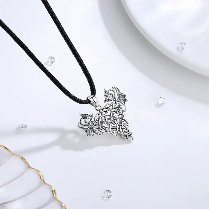 EUDORA – collier pendentif Dragon celtique en argent Sterling oxydé, Vintage, à la mode, cadeau avec boîte