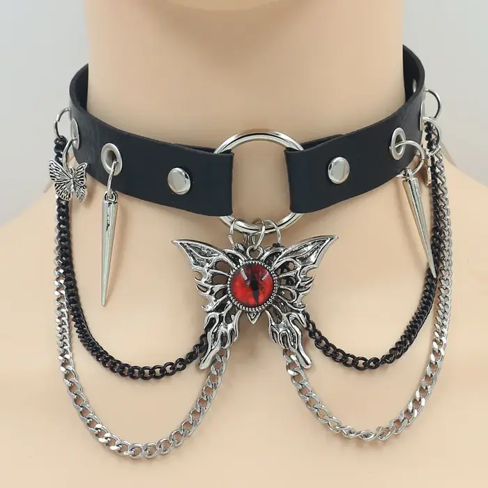 Collier chaîne papillon Style Punk