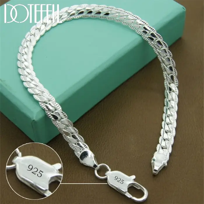 Bracelet en argent sterling 925 avec fermoir mousqueton pour hommes et femmes pour occasions spéciales comme les fiançailles et le mariage
