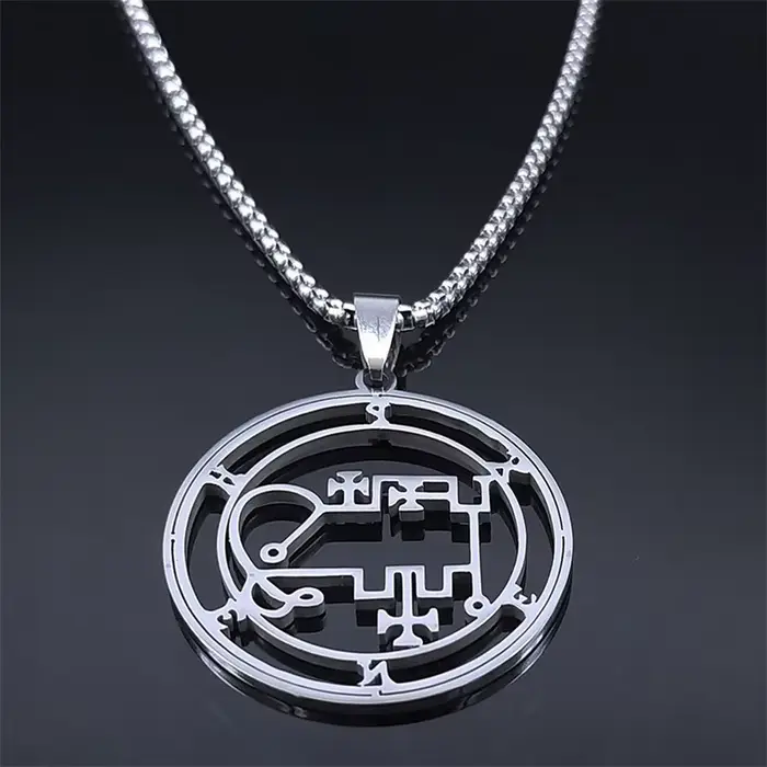 PHENEX démons de Goetia sigils collier femmes hommes gothique en acier inoxydable creux couleur argent pendentif colliers bijoux N8047S03