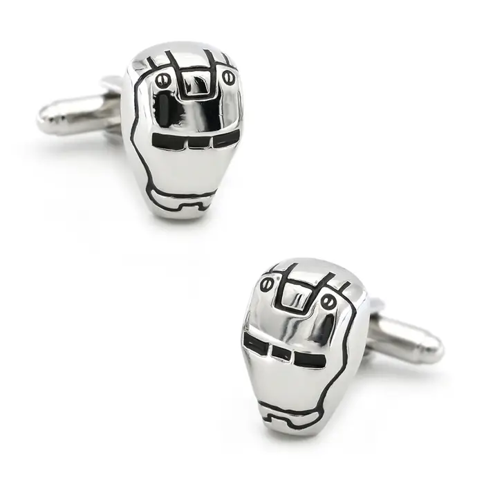 Boutons de manchette étoile de film pour hommes en verre plaqué rhodium ou titane visage style classique élégant à offrir pour homme occasions spéciales