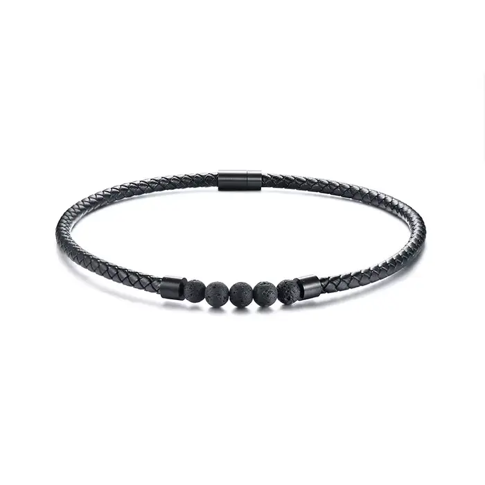 Collier ras du cou pour hommes, colliers en cuir tressé Rock de lave, bijoux Boho Hippie pour hommes