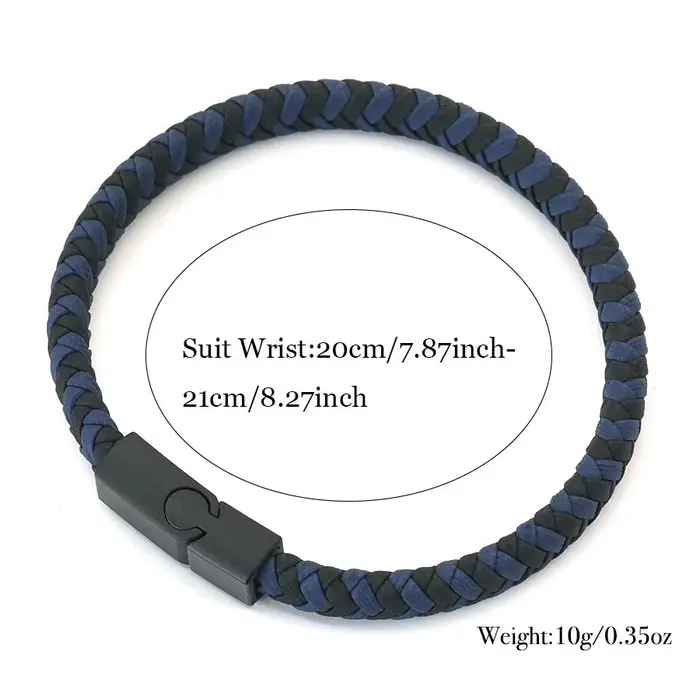 Bracelet à fermoir magnétique en cuir tressé à chevrons pour hommes