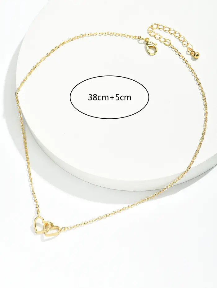 Collier d'amour double coeur creux pour femme