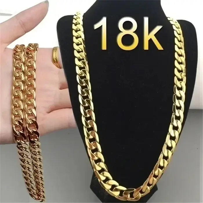 Offre spéciale colliers en or 18 carats 925 timbre couleur argent classique 8MM chaîne latérale pour hommes femme bijoux fins fête de mariage