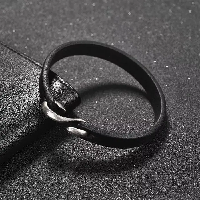 Bracelet rétro en cuir véritable pour homme et femme