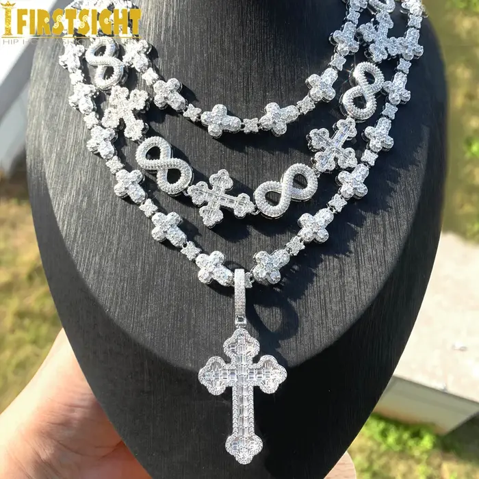 Collier croix infini glacé pour hommes et femmes