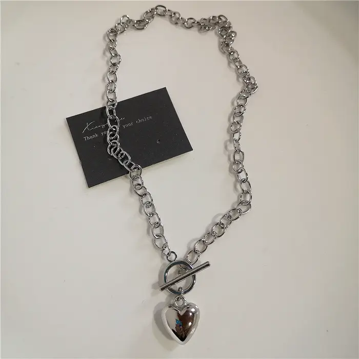 Punk Rock noir coeur croix pendentif chaîne collier pour hommes femmes Cool Hip Hop rue Vintage années 90 Y2K Grunge Goth accessoires