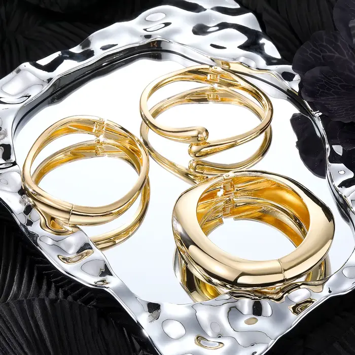 3 Styles Vintage Hip Hop métal manchette bracelets Punk or argent couleur géométrique printemps