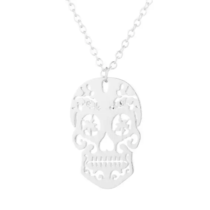 Collier pendentif crâne en acier inoxydable pour femmes et hommes, accessoires de bijoux à la mode