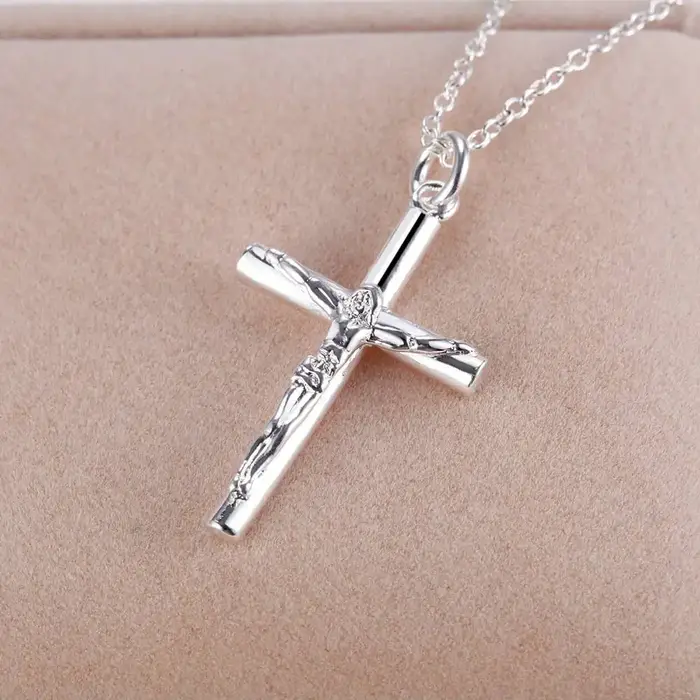 Nouveau 925 collier en argent Sterling croix pour hommes femmes mode clavicule chaîne colliers de mariage bijoux de fête