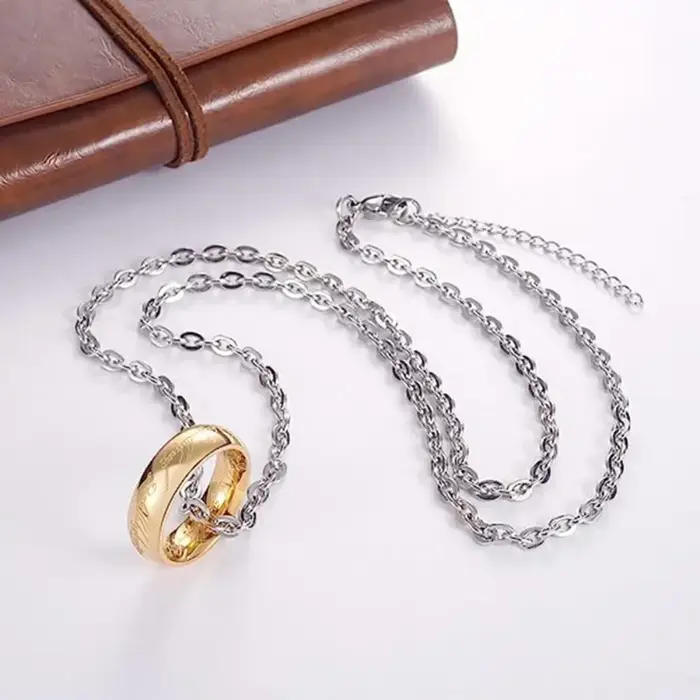 Collier en acier inoxydable plaqué or gravé pour homme femme fille ado élégant soirée fête cadeau personnalisable