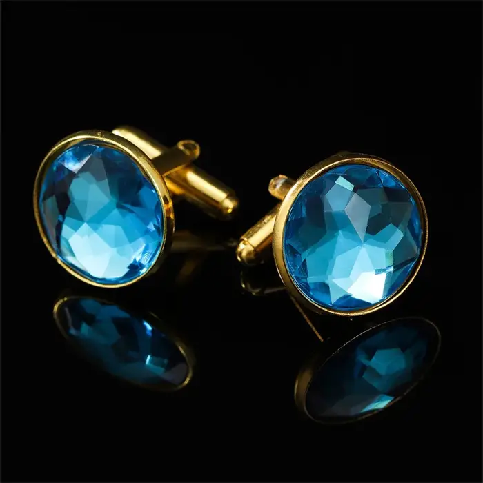Boutons de manchette ronds à motifs de diamants incrustés de galets pour hommes