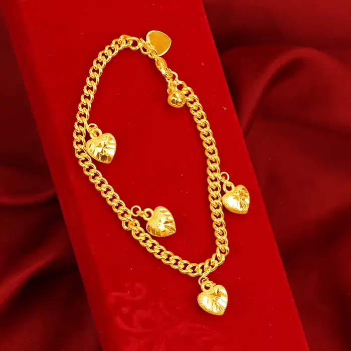 Bracelet original plaqué or 24K pour hommes et femmes, pendentif cœur amour, cadeaux de la saint-val