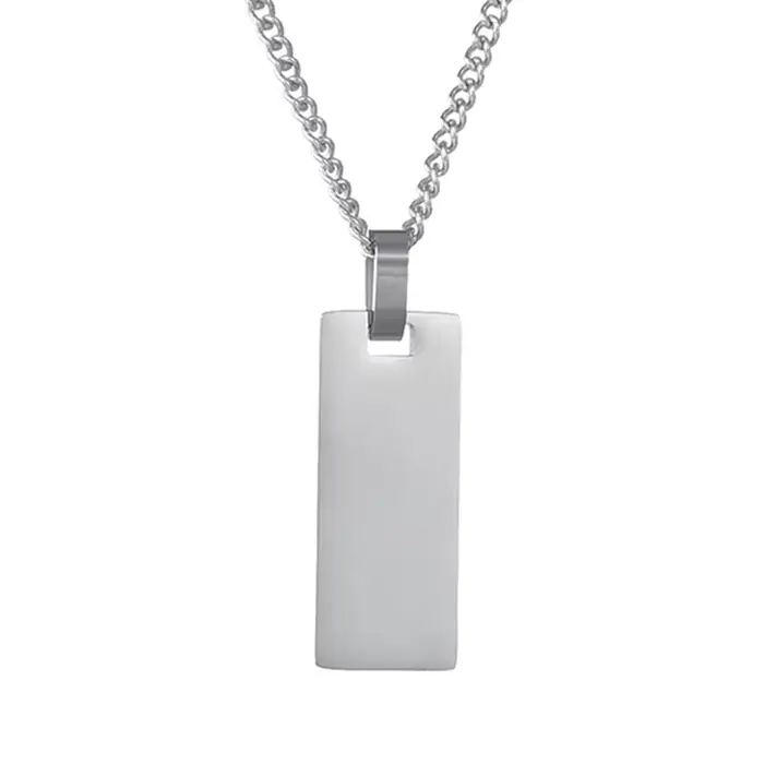 Treebud – collier Photo personnalisé, pendentif rectangulaire, en acier inoxydable, gravé au Laser, image de texte, ras du cou, bijoux cadeaux