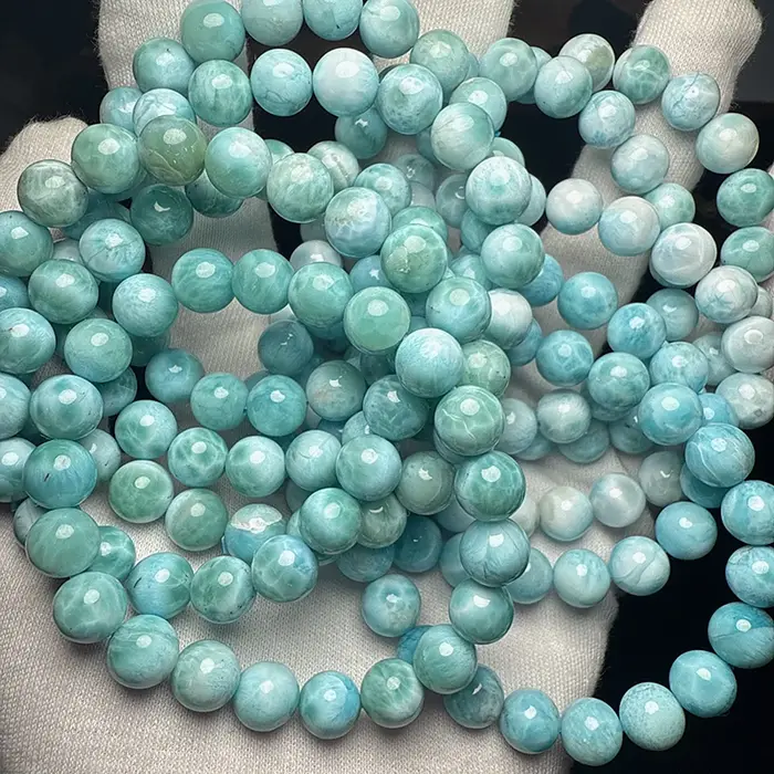 Bracelet de perles de Larimar naturelles AAA de Dominica pour soulager le stress, bijou fin à offrir pour femmes, occasions spéciales et tous les jours