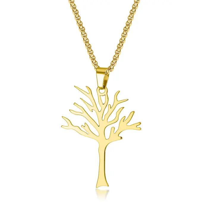 Collier pendentif arbre de vie en acier inoxydable unisexe avec trois finitions pour homme et femme occasions spéciales