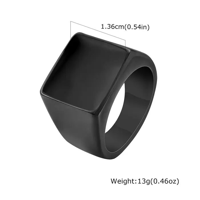 Bague chevalière carrée pour hommes et garçons