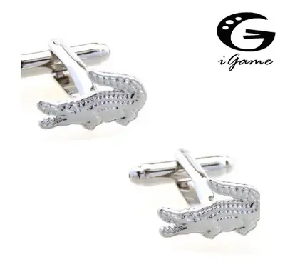 Lèvent de manchette crocodile, couleur argent, matériau en cuivre de qualité, style unique
