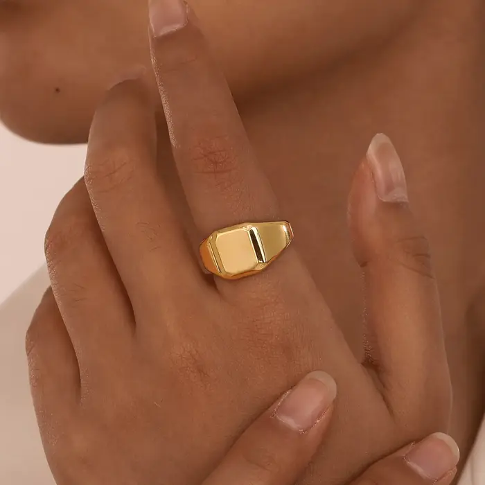 Chevalière Carrée Personnalisée VNOX Bague de Cocktail Acier Inoxydable Style Punk pour Hommes Femmes Occasions Spéciales Pratique Élégante
