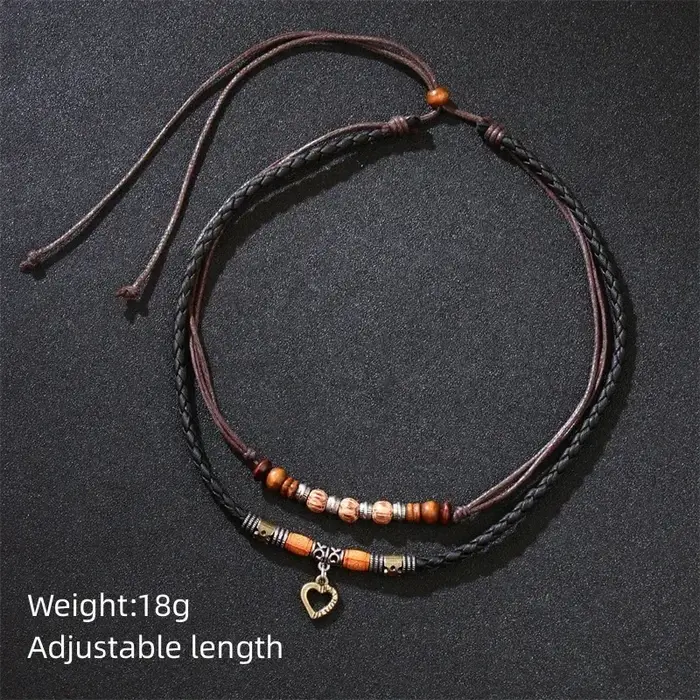 Collier en cuir de document antique vintage unisexe avec pendentif en forme de coeur pour hommes et femmes pour parties et occasions spéciales