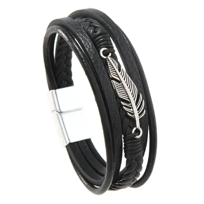 Bracelet en cuir classique fait main pour homme avec options de couleur brun rougeâtre or jaune clair vermeil et longueur de 21 5 cm