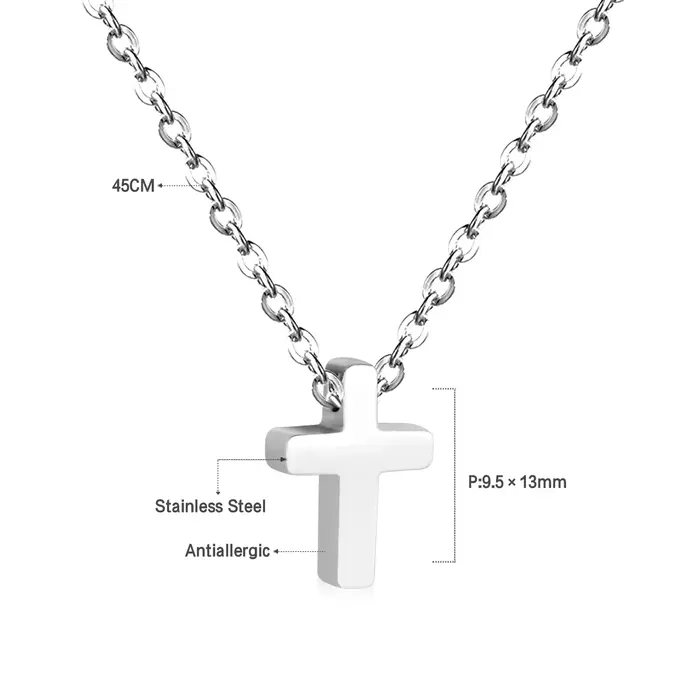 LUXUKISSKIDS acier inoxydable chapelet croix pendentif colliers christianisme bijoux économiseur Collier pour femme/homme couleur plaquée or