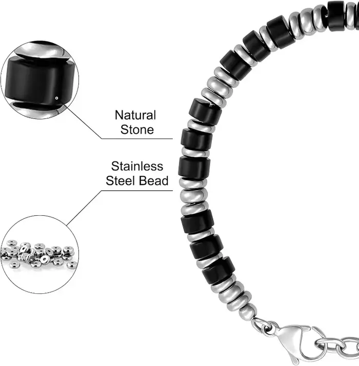 Bracelet pour hommes, bracelets Boho en acier inoxydable pour hommes